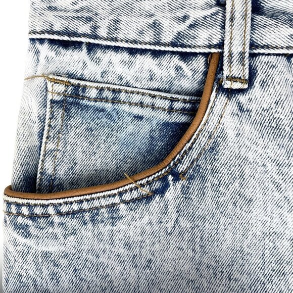 Vintage Rio Women's Jeans High Rise Faux Leather Trim Light Acid Wash size 7 - Picture 9 of 11
